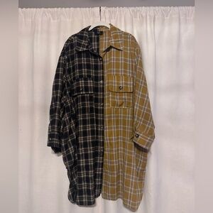 Worn once! Dressed in LaLa. Two-Tone Plaid Oversized Shirt